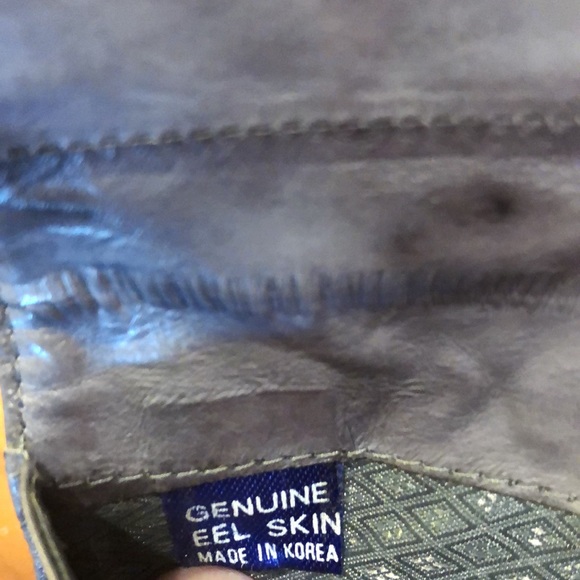 EEL SKIN WALLET Gray Card Slots Pen Holder Vintage Classic Magnet Closure EUC - Picture 8 of 11